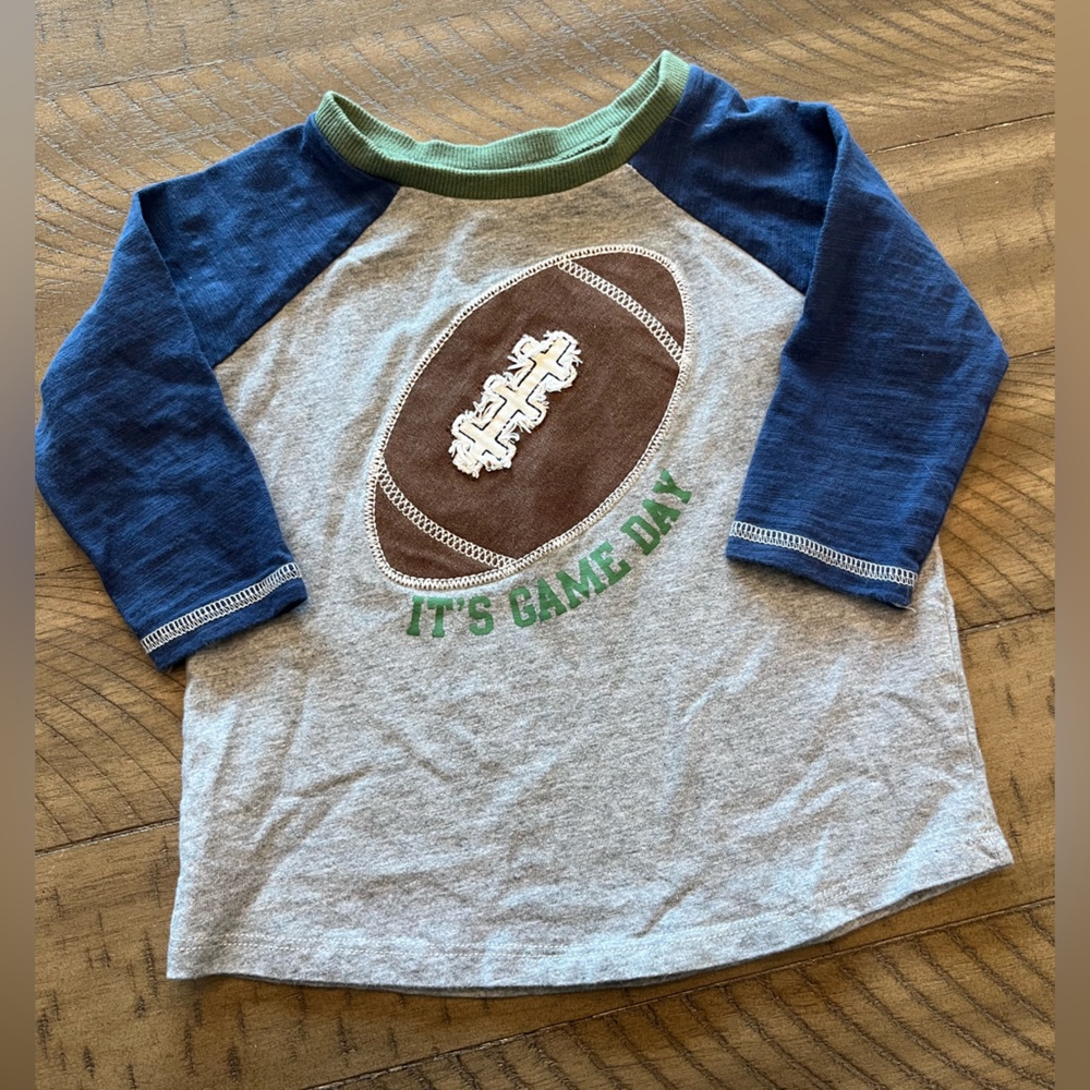 Mud Pie Football Graphic Raglan Tee - Blue, Green, Brown